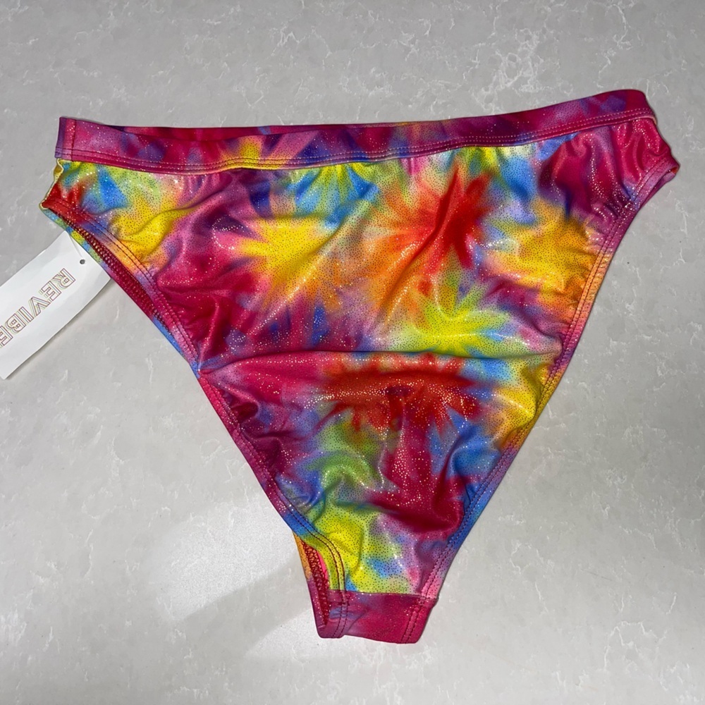 Dippin' Daisy's Pink and Yellow Tie-Dye Sparkle Bikini Bottoms. Size 1X - Picture 3 of 9